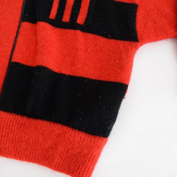 Vintage IB Sport Red Black Block Pattern Fine Knit 48% Mohair Wool Zip Sweater L - Picture 6 of 11